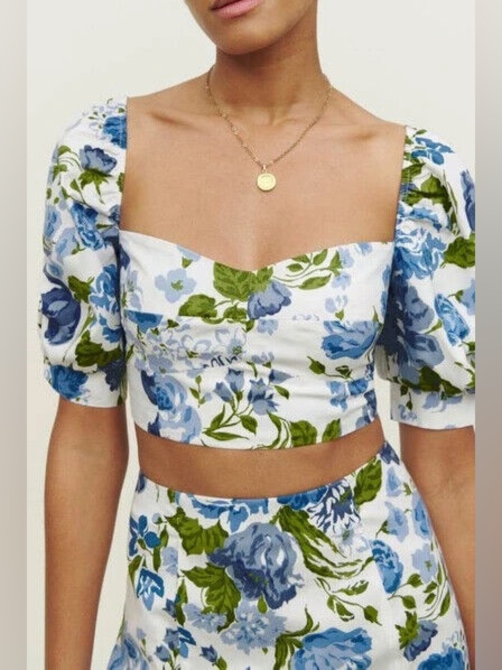 NWT Reformation Sunnie Lucca Two Piece Crop Top Midi Skirt Ruffle Women's Size 6 - Picture 3 of 16